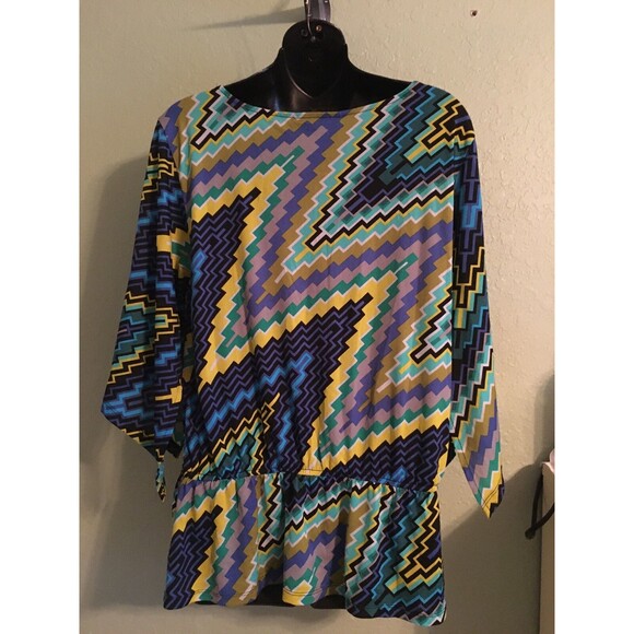 STYLE & CO. Multicolored Knit Top Dolman Slit Sleeves Size M - Picture 5 of 6